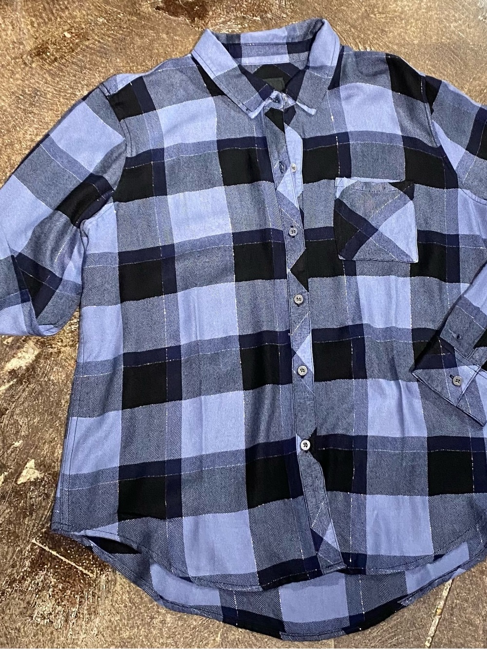 Rails Blue and Black Plaid Button-Up Shirt